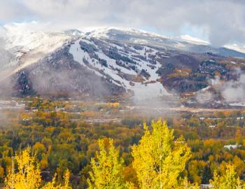 First snow on the mountains in Aspen