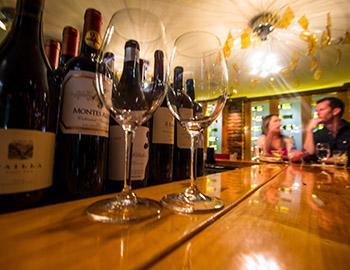 Bottles of wine on the counter