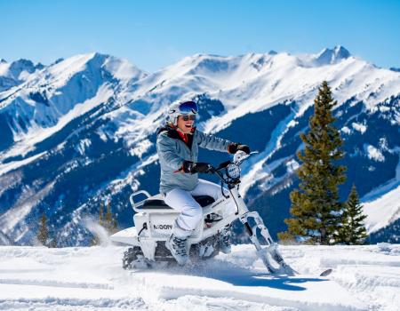 timber sled snow bike on aspen's richmond ridge