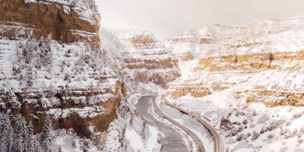 Driving to Aspen in winter
