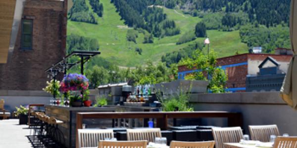 Outdoor dining on a deck in Aspen