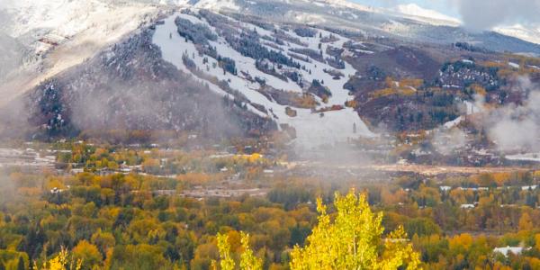 First snow on the mountains in Aspen