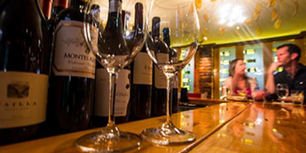 Bottles of wine on the counter