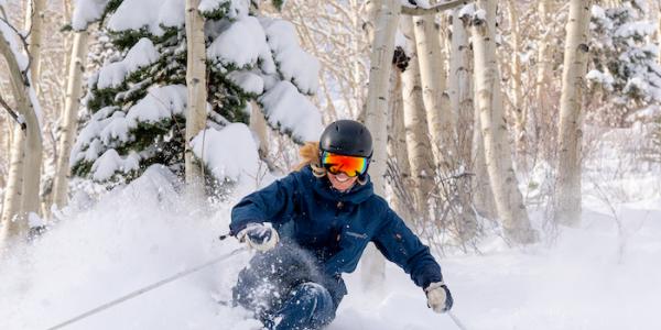 skiing powder in aspen