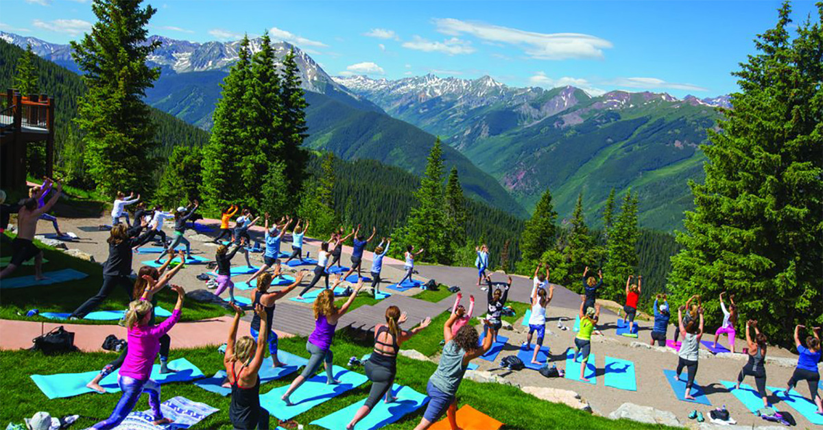 Mountaintop yoga in Aspen