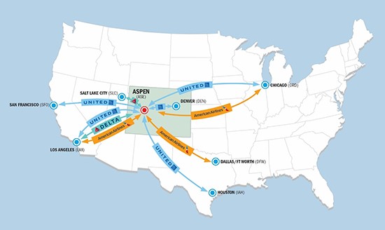 Aspen Air Service Map