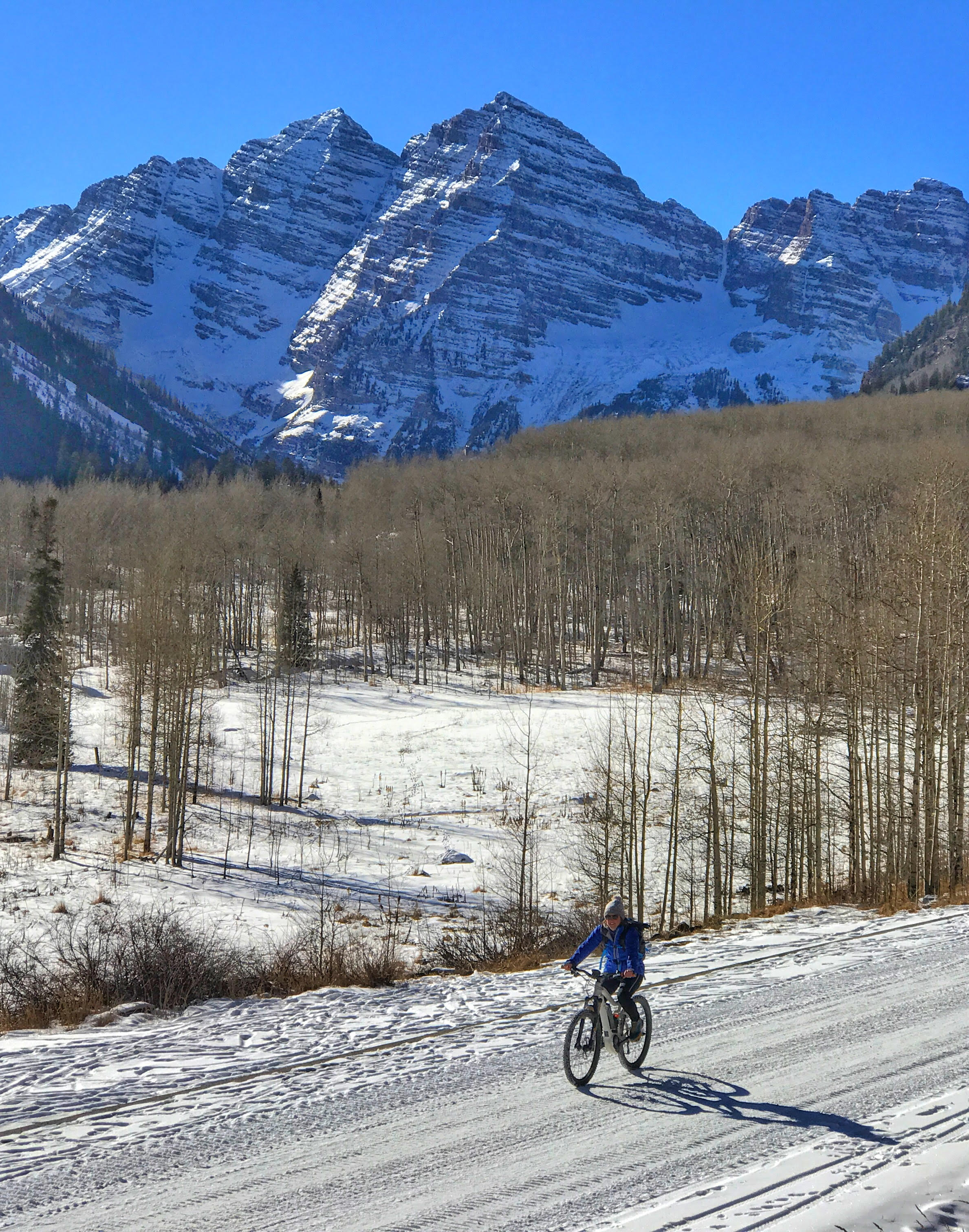 fat biking to maroon bells winter aspen activities