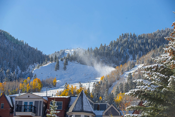 October snow on the mountain in Aspen Snowmass