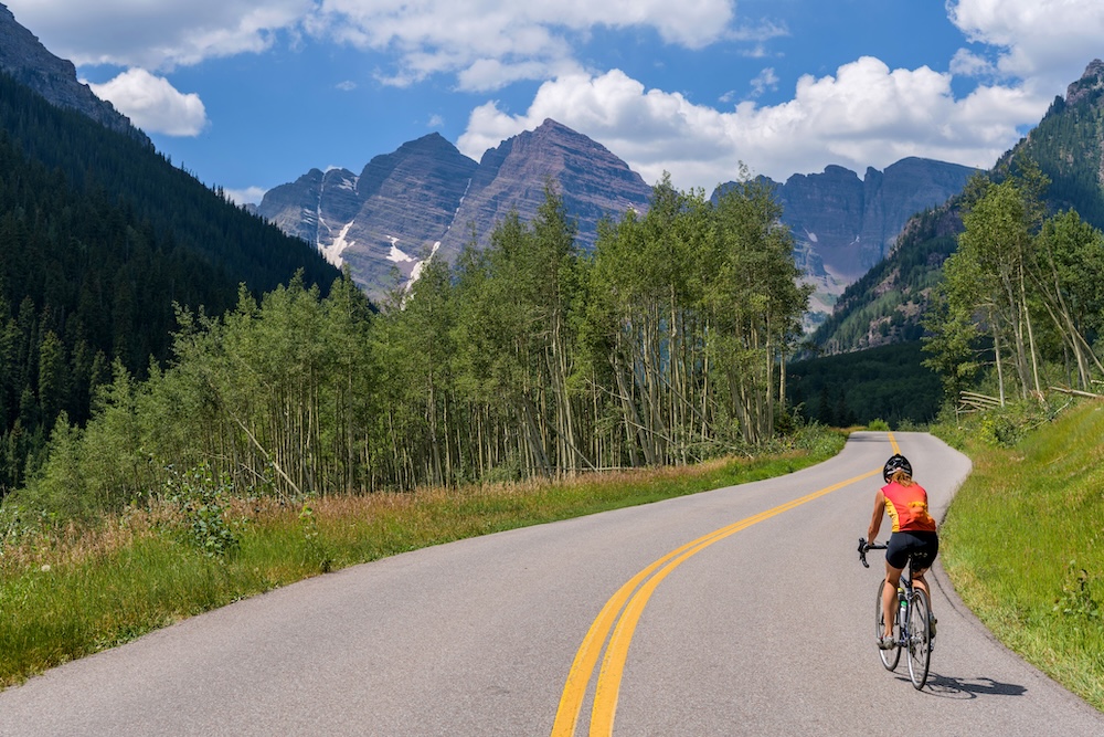 Maroon bells road cycling.